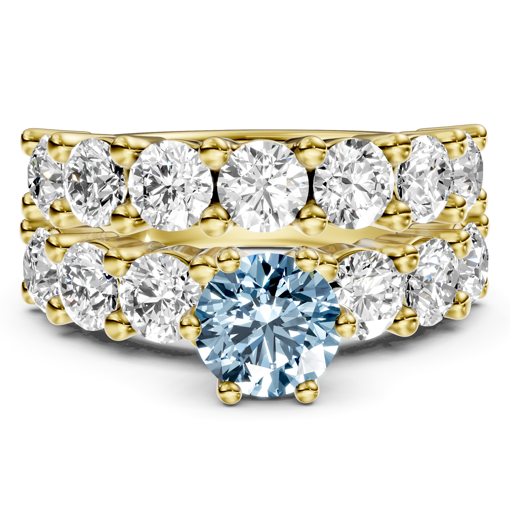 4.60-7.60 CT Princess & Round Cut Fancy Blue Diamonds - Bridal Set