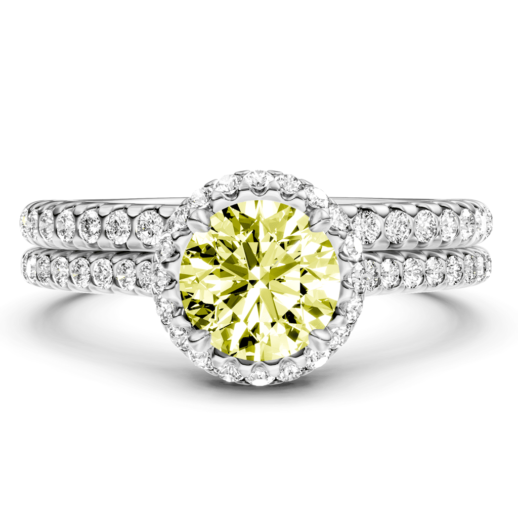 1.50-4.50 CT Round Cut Fancy Yellow Diamonds - Bridal Set