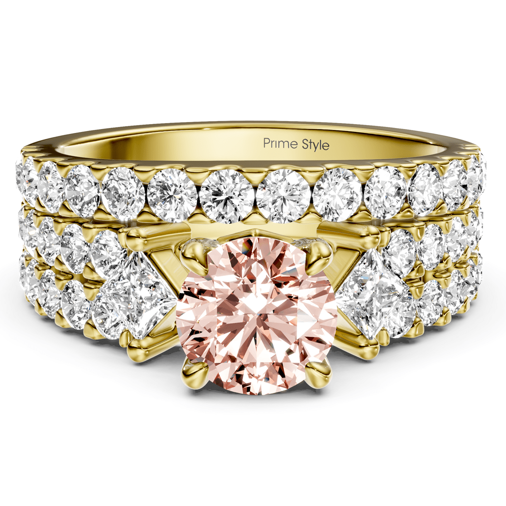 2.55 - 5.55 CT Princess & Round Cut Fancy Pink Diamonds - Bridal Set - Primestyle.com