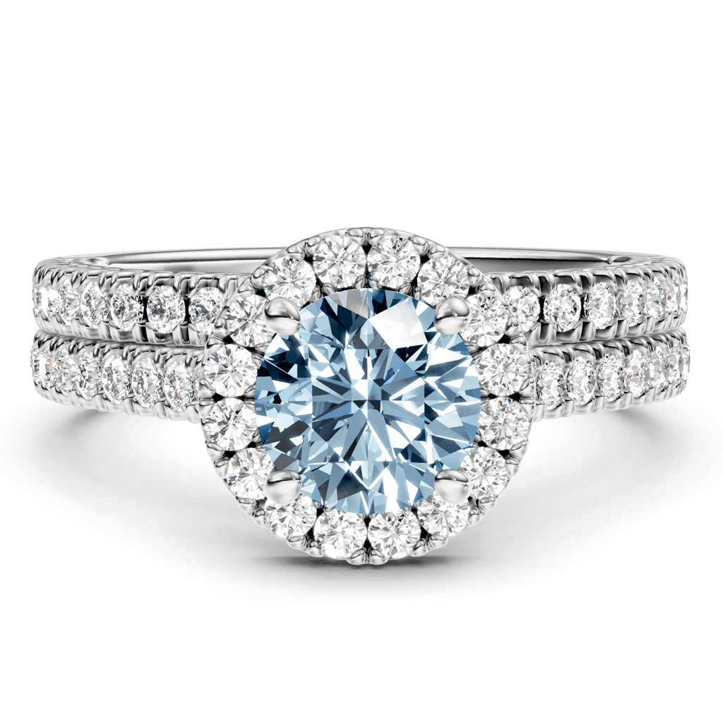 1.70 - 4.70 CT Round Cut Fancy Blue Diamonds - Bridal Set - Primestyle.com