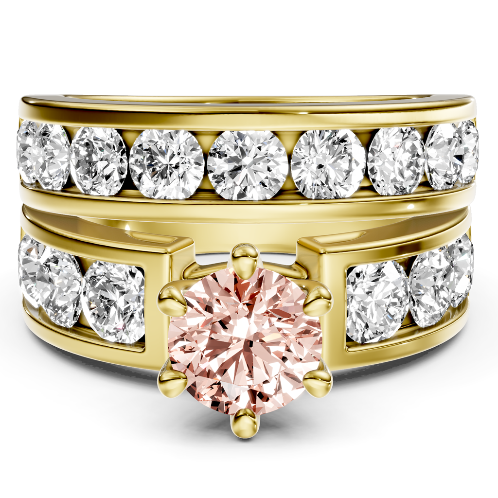 3.85-6.85 CT Round Cut Fancy Pink Diamonds - Bridal Set