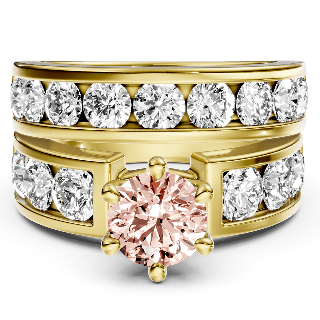 3.85-6.85 CT Round Cut Fancy Pink Diamonds - Bridal Set