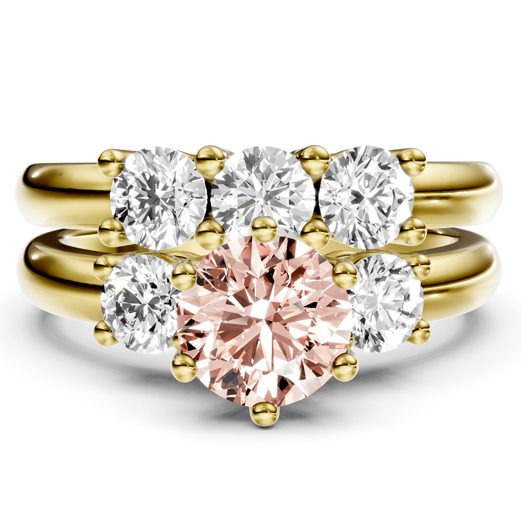 2.00 - 5.00 CT Round Cut Fancy Pink Diamonds - Bridal Set - Primestyle.com