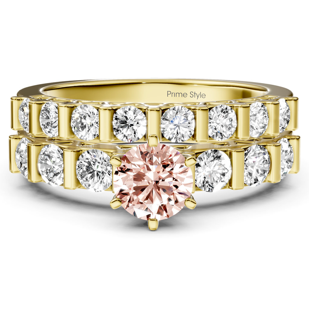 2.10-5.10 CT Round Cut Fancy Pink Diamonds - Bridal Set