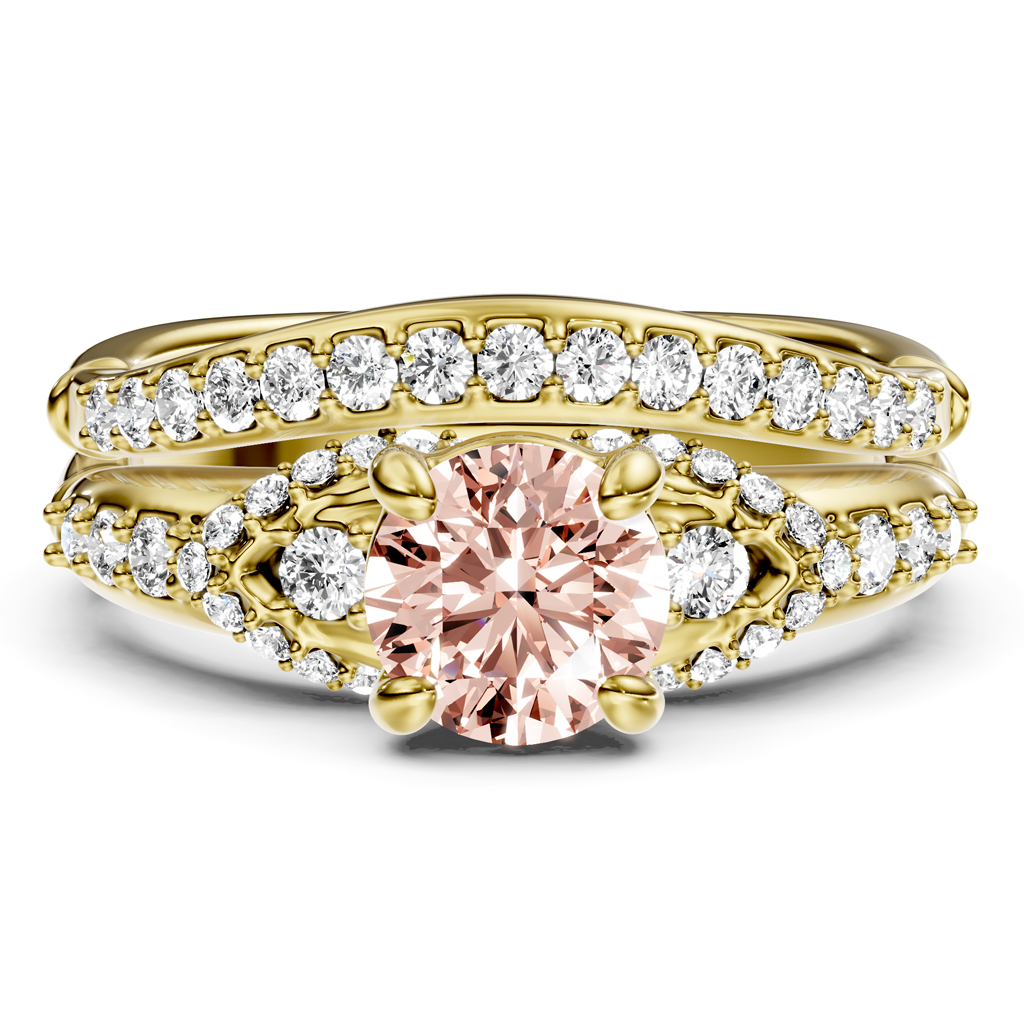 1.50-4.50 CT Round Cut Fancy Pink Diamonds - Bridal Set