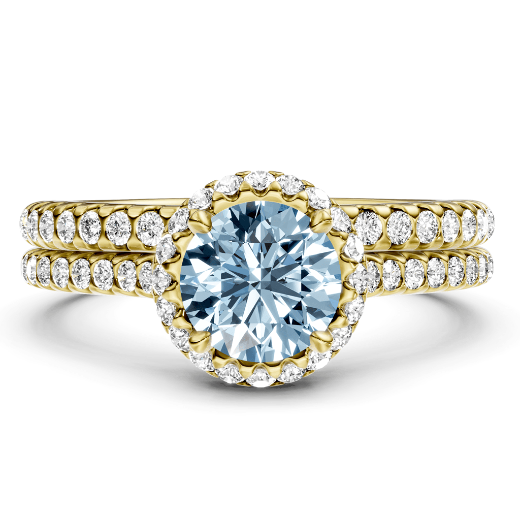 1.50 - 4.50 CT Round Cut Fancy Blue Diamonds - Bridal Set - Primestyle.com