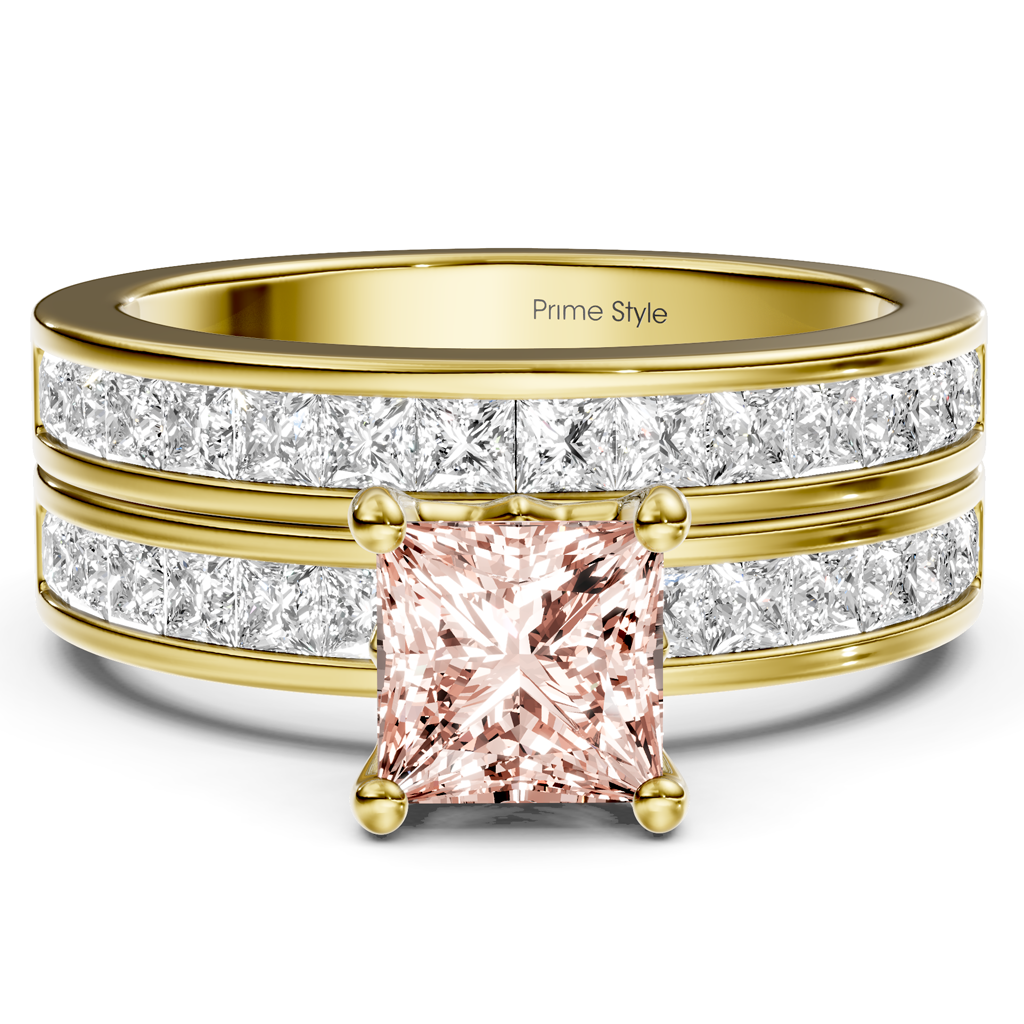 2.75-5.75 CT Princess Cut Fancy Pink Diamonds - Bridal Set