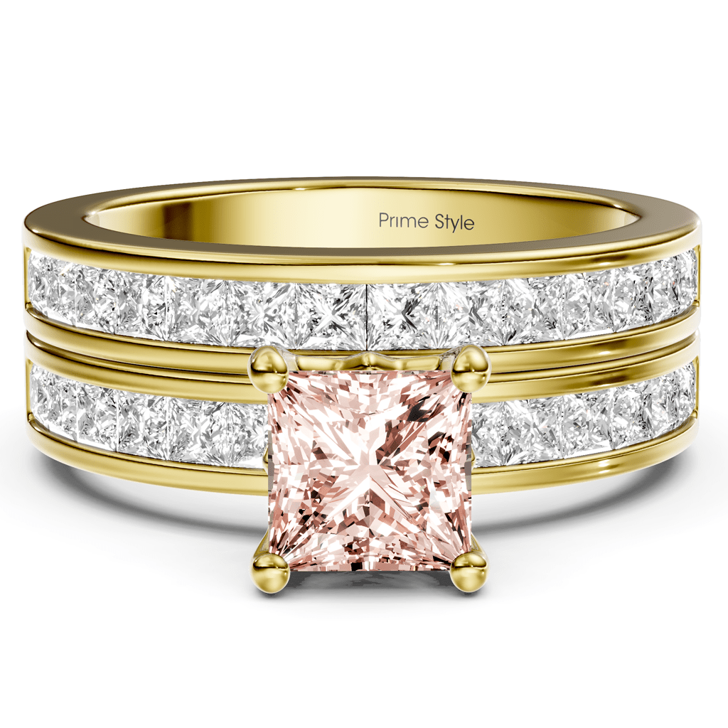 2.75 - 5.75 CT Princess Cut Fancy Pink Diamonds - Bridal Set - Primestyle.com