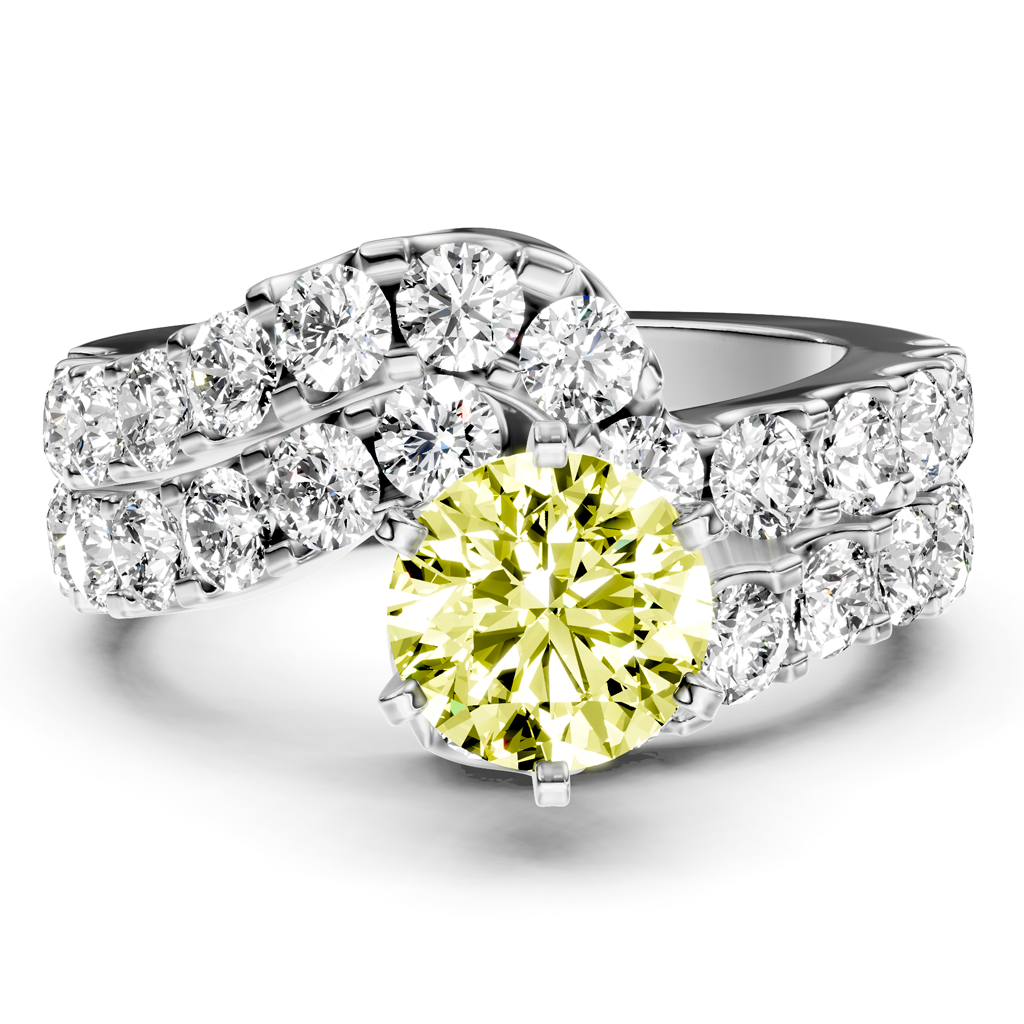 3.60 - 6.60 CT Round Cut Fancy Yellow Diamonds - Bridal Set - Primestyle.com