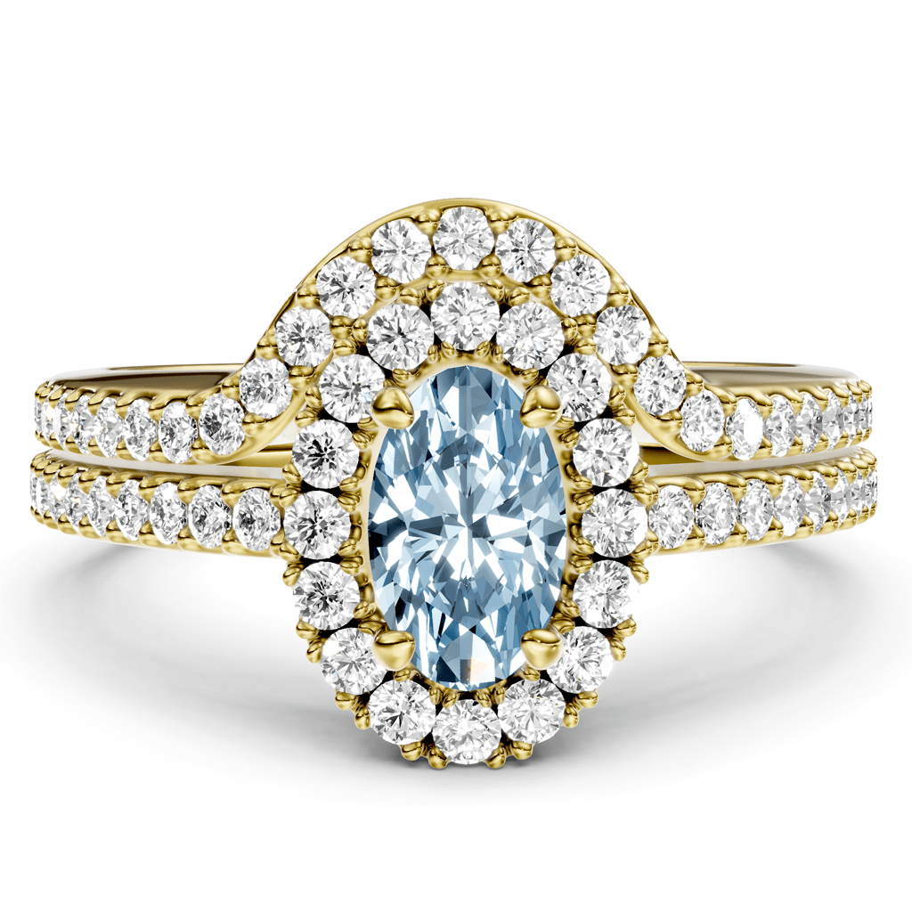 1.75-4.75 CT Oval & Round Cut Fancy Blue Diamonds - Bridal Set