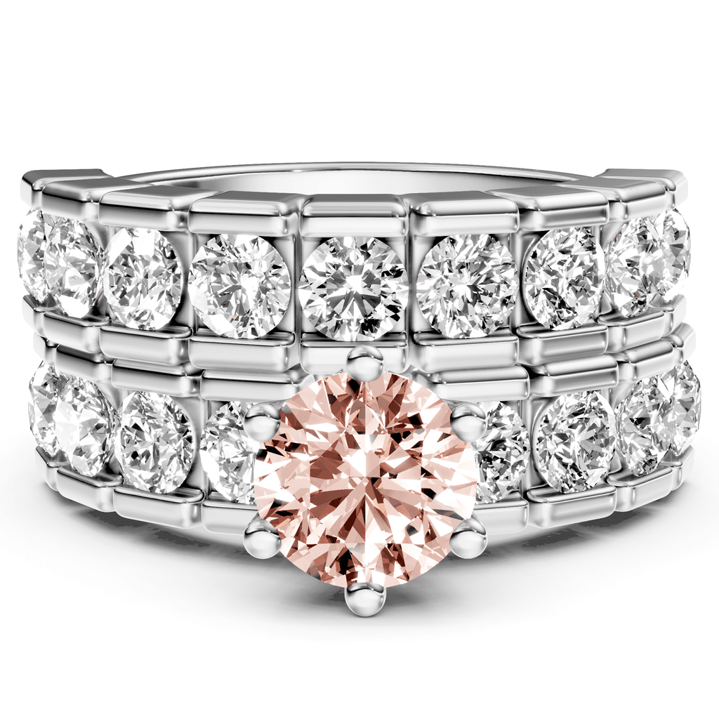 3.25 - 6.25 CT Round Cut Fancy Pink Diamonds - Bridal Set - Primestyle.com