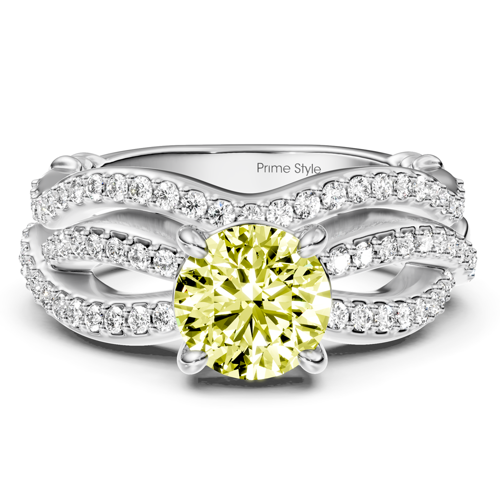 1.35-4.35 CT Round Cut Fancy Yellow Diamonds - Bridal Set