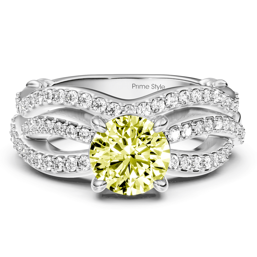 1.35 - 4.35 CT Round Cut Fancy Yellow Diamonds - Bridal Set - Primestyle.com