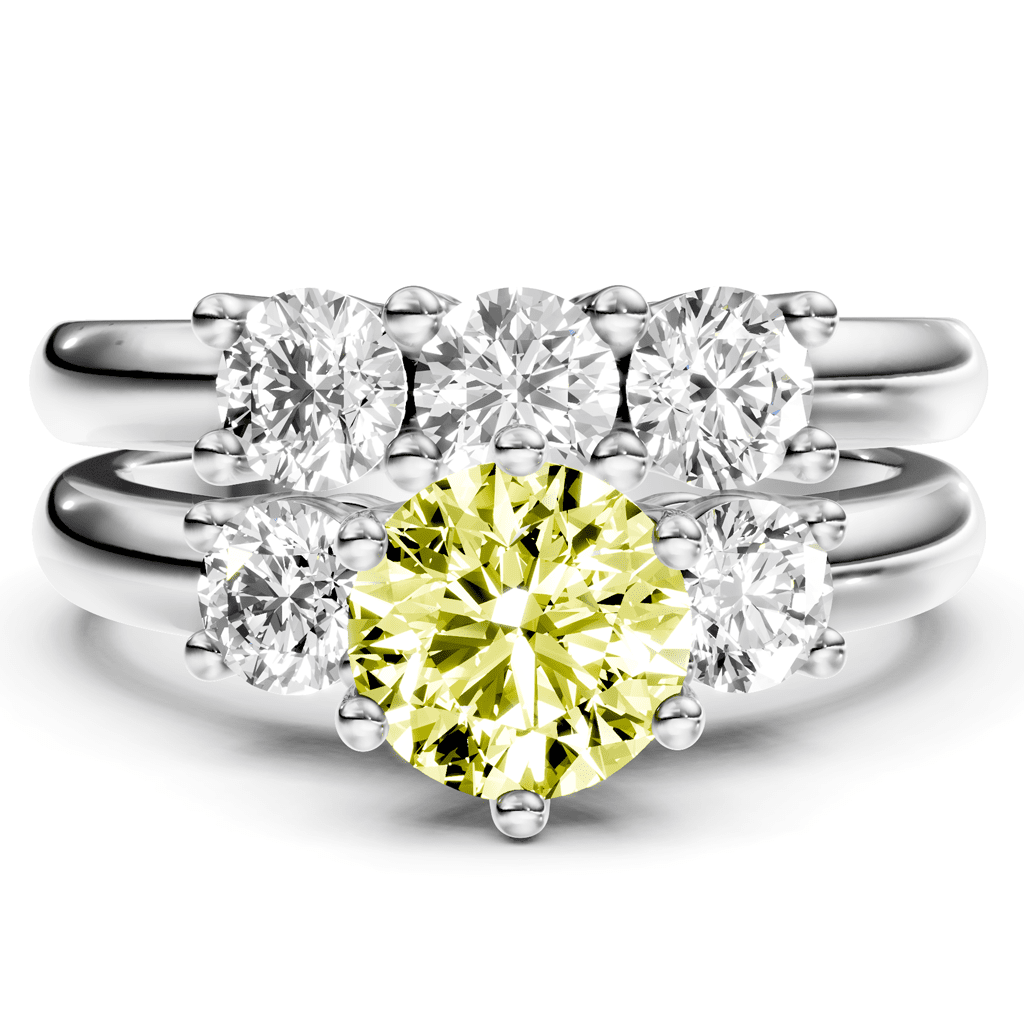 2.00 - 5.00 CT Round Cut Fancy Yellow Diamonds - Bridal Set - Primestyle.com
