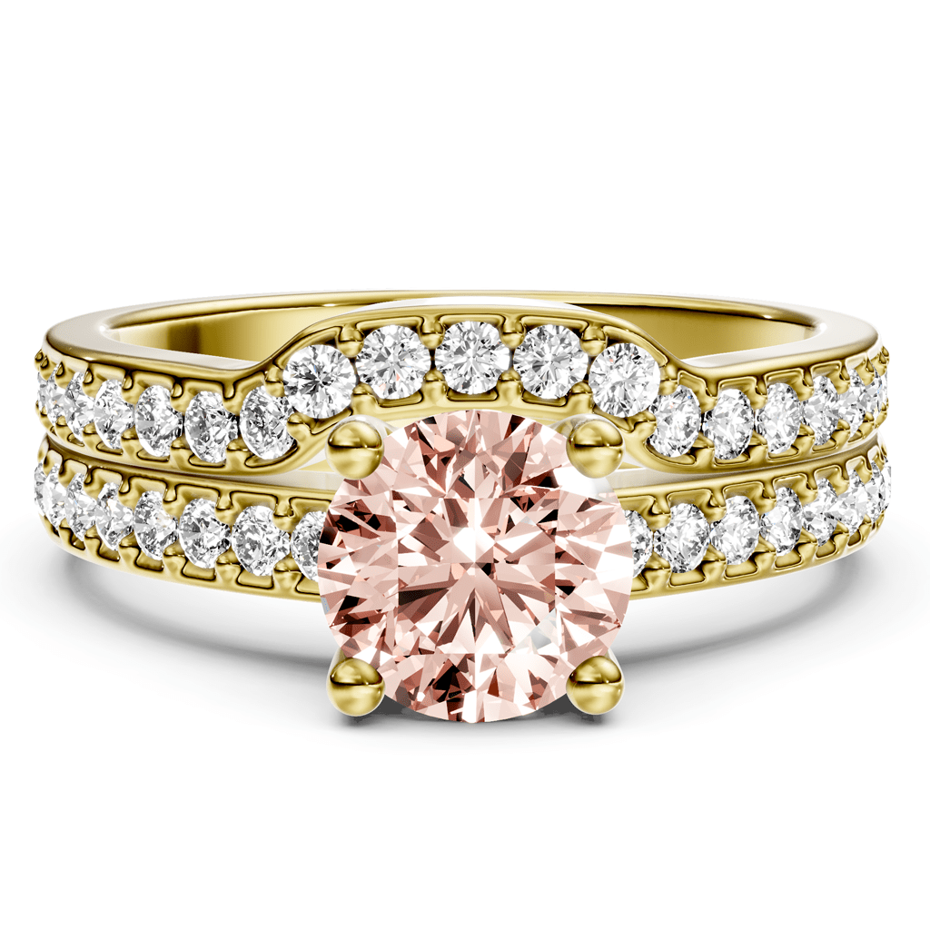 1.50 - 4.50 CT Round Cut Fancy Pink Diamonds - Bridal Set - Primestyle.com