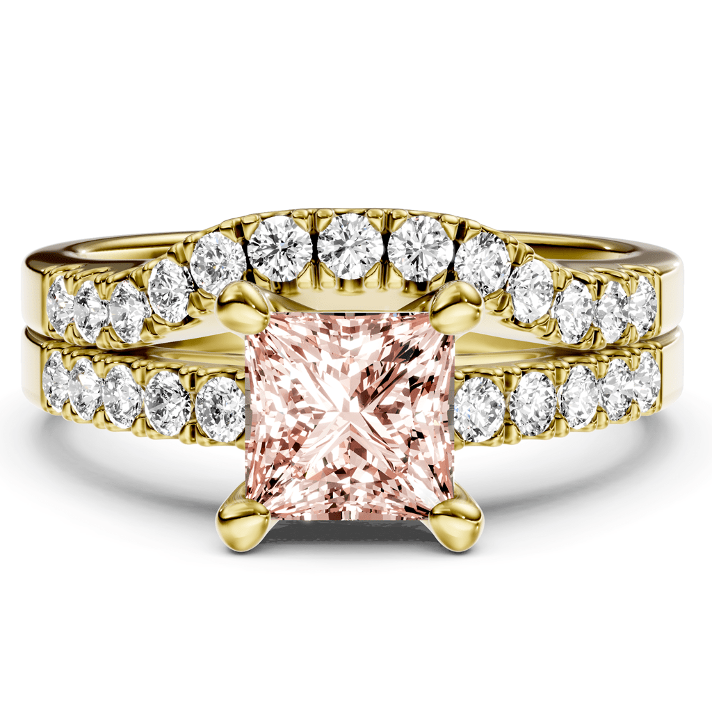 1.55 - 4.55 CT Princess & Round Cut Fancy Pink Diamonds - Bridal Set - Primestyle.com