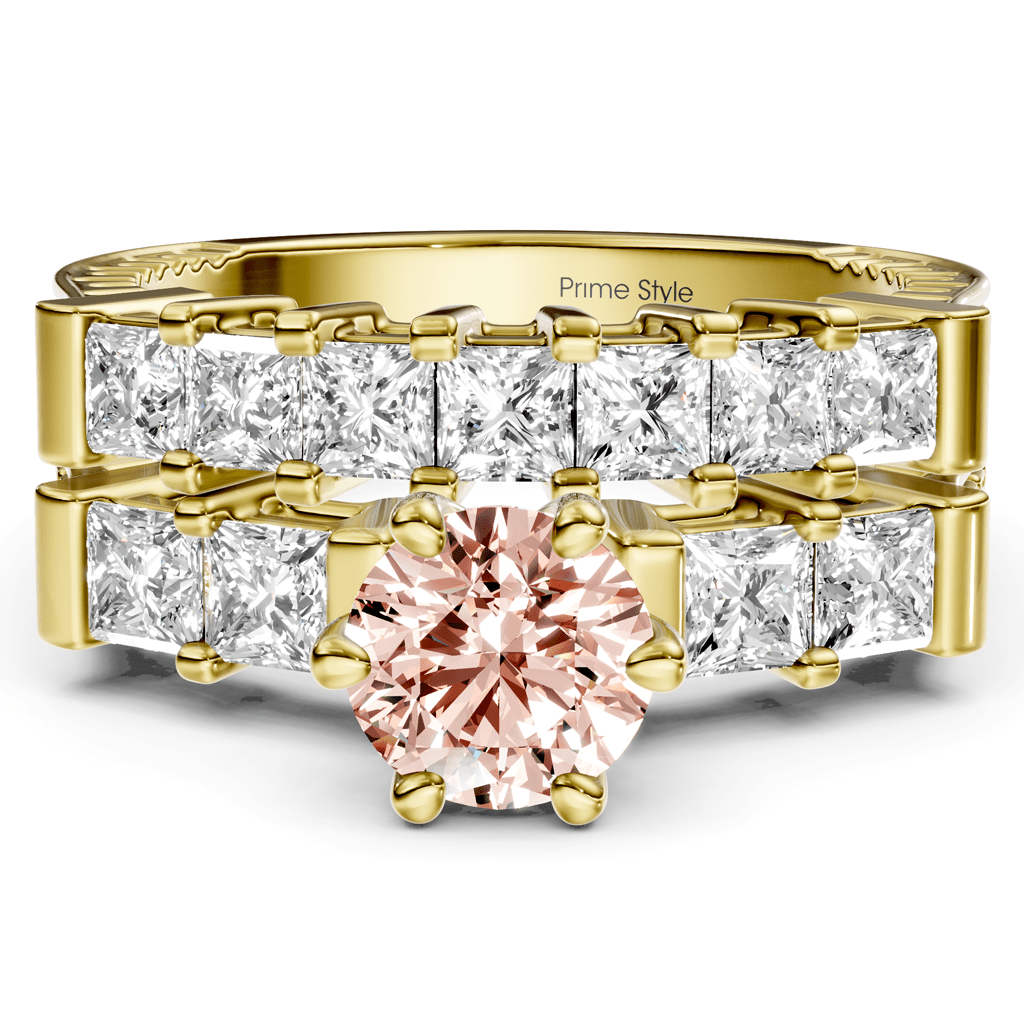 2.40 - 5.40 CT Princess Cut Fancy Pink Diamonds - Bridal Set - Primestyle.com