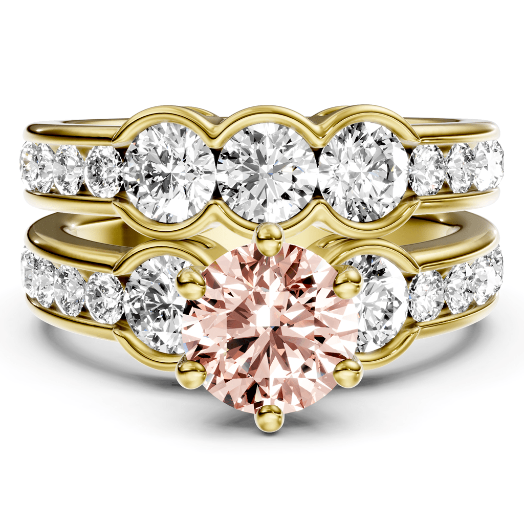 2.95 - 5.95 CT Round Cut Fancy Pink Diamonds - Bridal Set - Primestyle.com