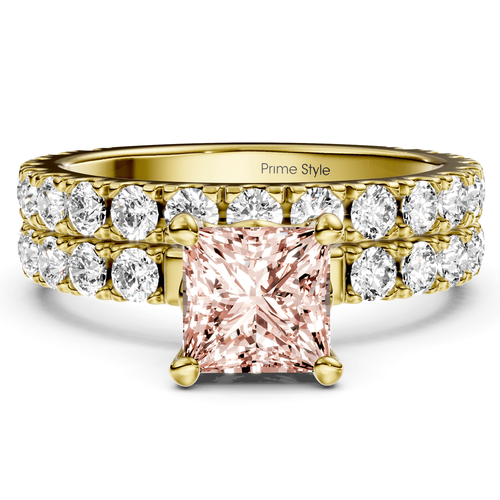 2.40-5.40 CT Princess & Round Cut Fancy Pink Diamonds - Bridal Set