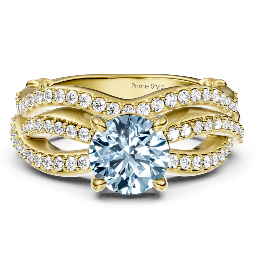 1.35-4.35 CT Round Cut Fancy Blue Diamonds - Bridal Set