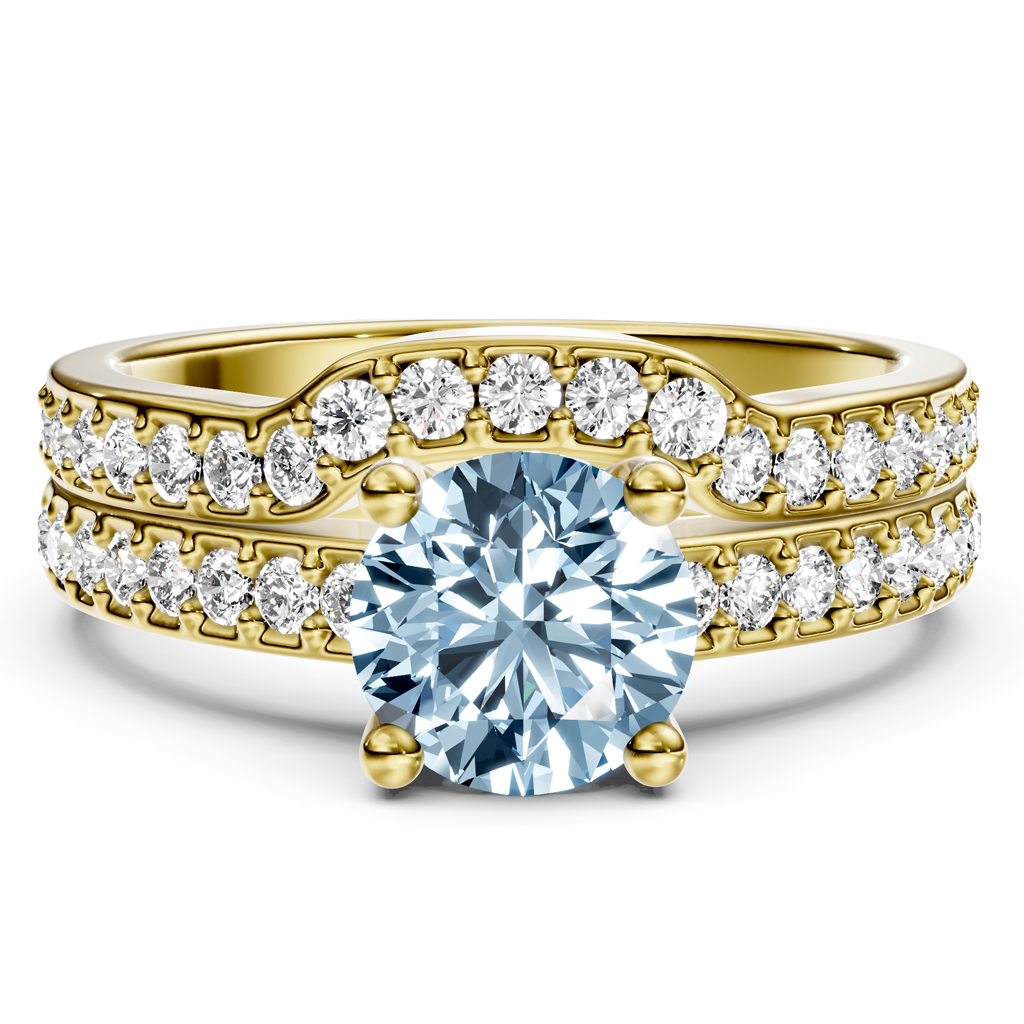 1.50-4.50 CT Round Cut Fancy Blue Diamonds - Bridal Set