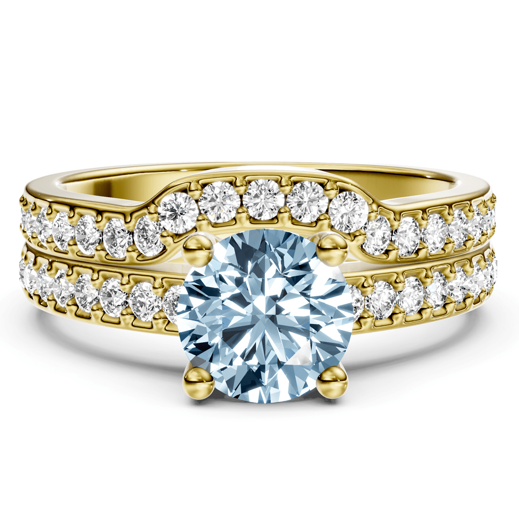 1.50 - 4.50 CT Round Cut Fancy Blue Diamonds - Bridal Set - Primestyle.com