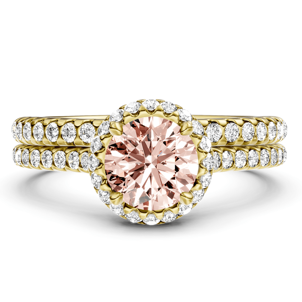 1.50 - 4.50 CT Round Cut Fancy Pink Diamonds - Bridal Set - Primestyle.com