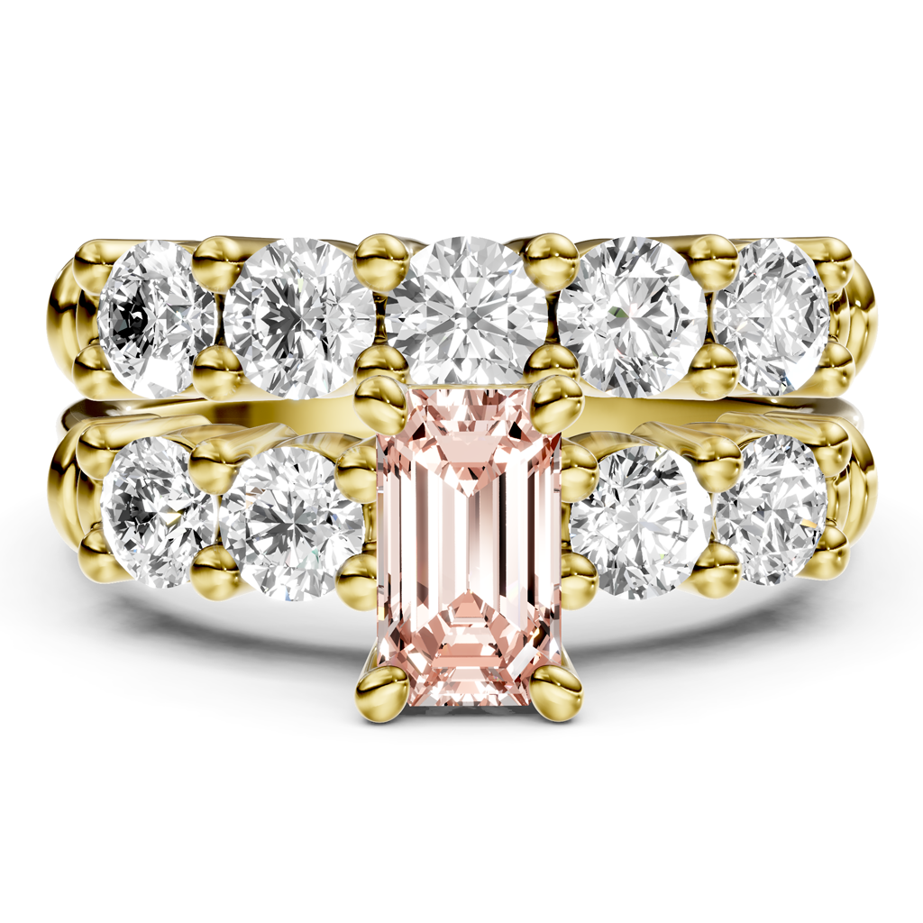 2.40-5.40 CT Emerald & Round Cut Fancy Pink Diamonds - Bridal Set