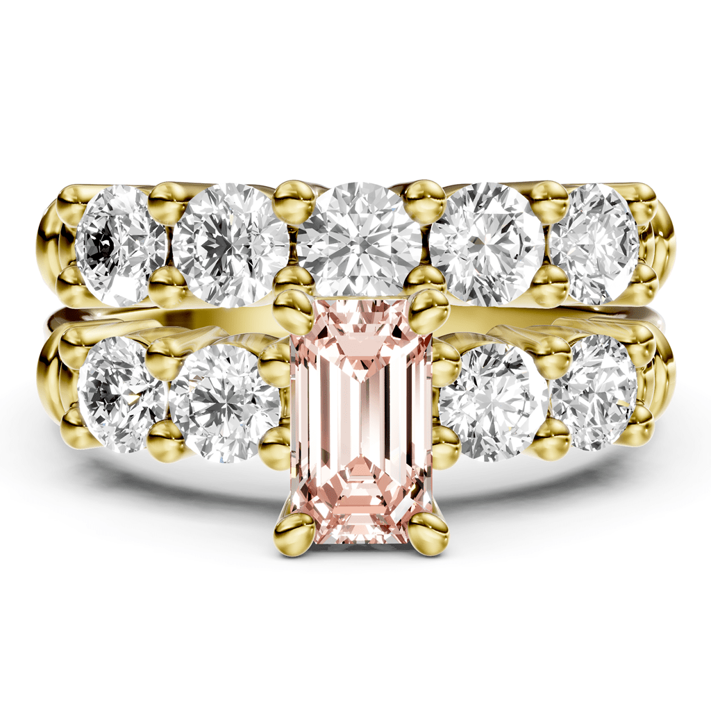 2.40 - 5.40 CT Emerald & Round Cut Fancy Pink Diamonds - Bridal Set - Primestyle.com