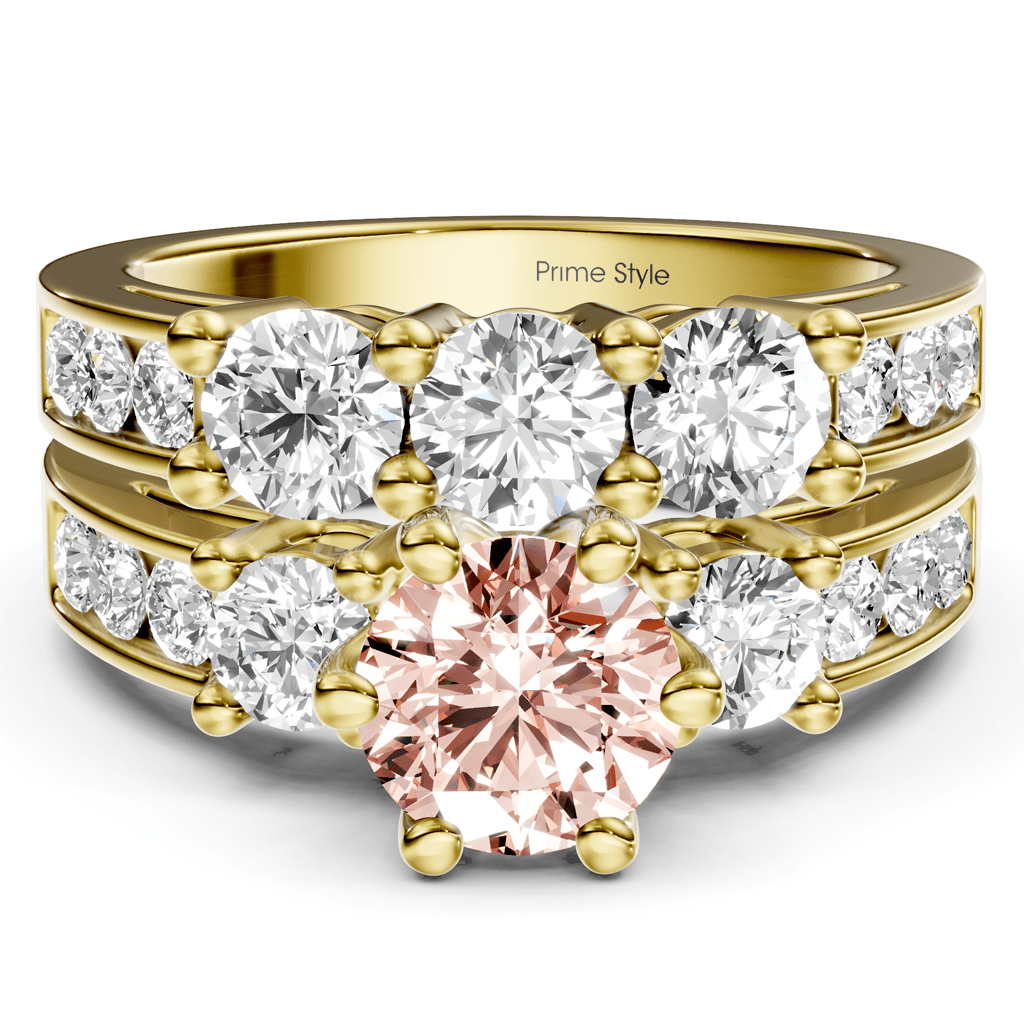 2.80 - 5.80 CT Princess & Round Cut Fancy Pink Diamonds - Bridal Set - Primestyle.com