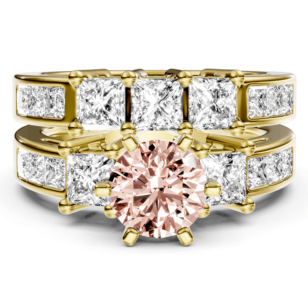 2.95-5.95 CT Princess Cut Fancy Pink Diamonds - Bridal Set