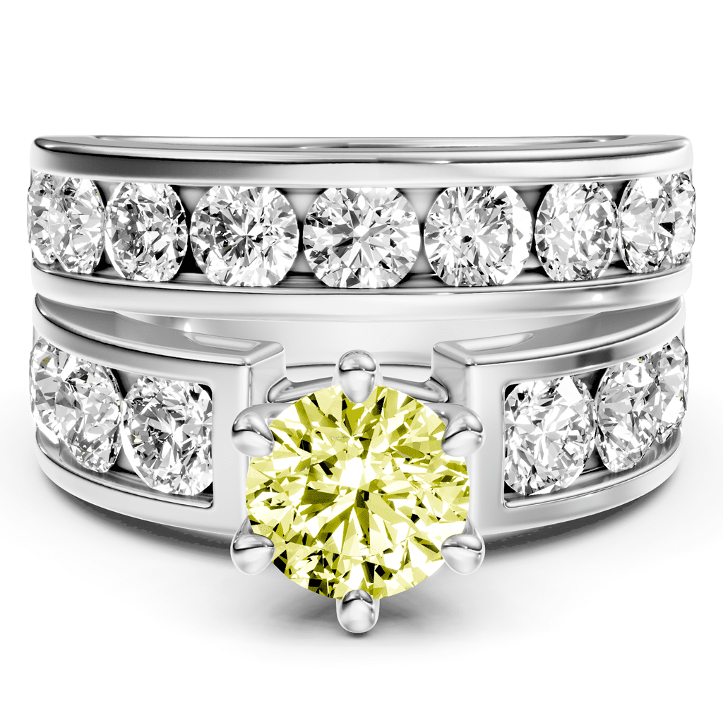 3.85 - 6.85 CT Round Cut Fancy Yellow Diamonds - Bridal Set - Primestyle.com