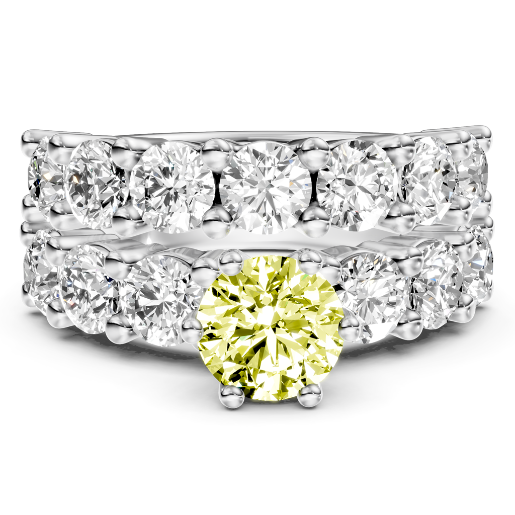 4.60-7.60 CT Princess & Round Cut Fancy Yellow Diamonds - Bridal Set
