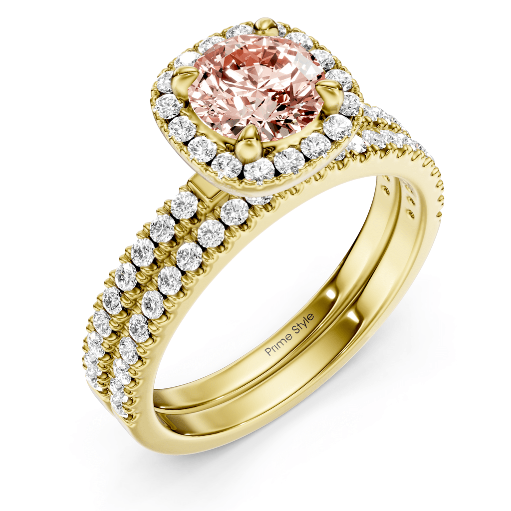 1.65 - 4.65 CT Round Cut Fancy Pink Diamonds - Bridal Set - Primestyle.com