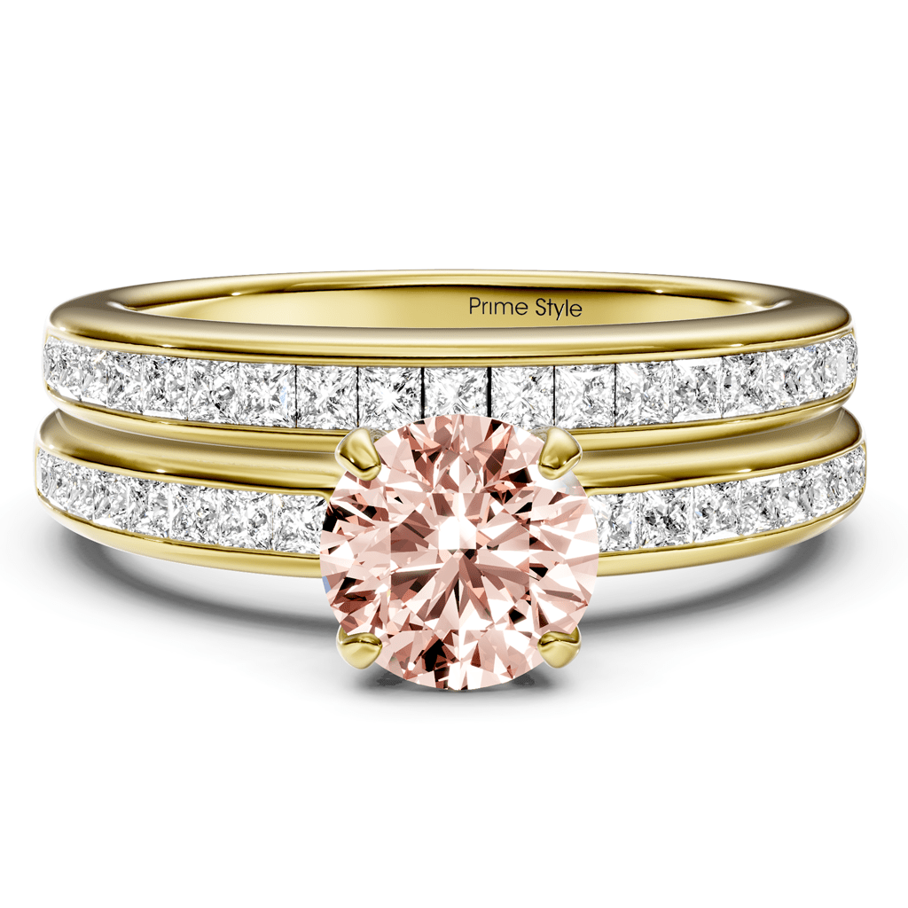 1.85-4.85 CT Princess & Round Cut Fancy Pink Diamonds - Bridal Set - Primestyle.com