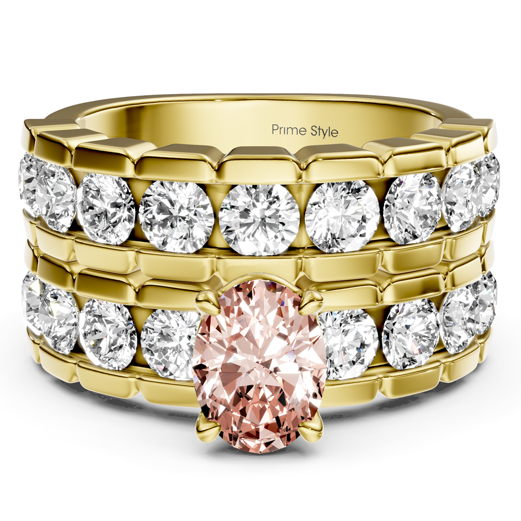 3.25-6.25 CT Oval & Round Cut Fancy Pink Diamonds - Bridal Set