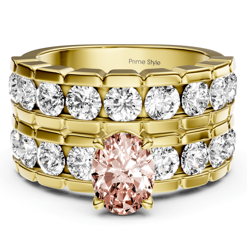 3.25-6.25 CT Oval & Round Cut Fancy Pink Diamonds - Bridal Set