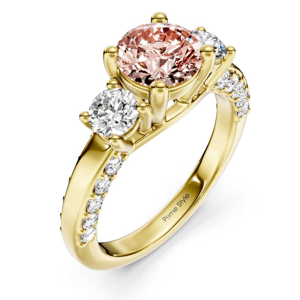 1.90-4.90 CT Round Cut Fancy Pink Diamonds - Engagement Ring