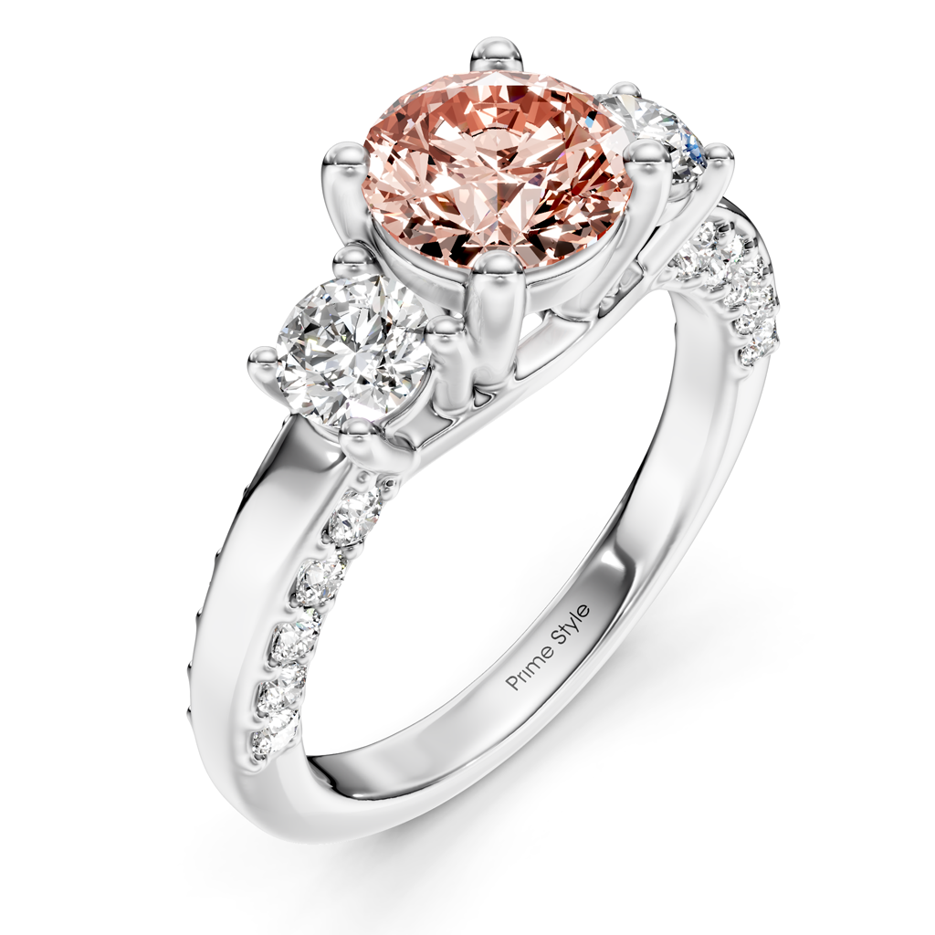1.90-4.90 CT Round Cut Fancy Pink Diamonds - Engagement Ring