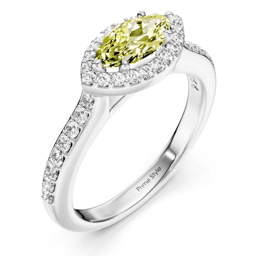 1.30-4.30 CT Marquise & Round Cut Fancy Yellow Diamonds - Engagement Ring