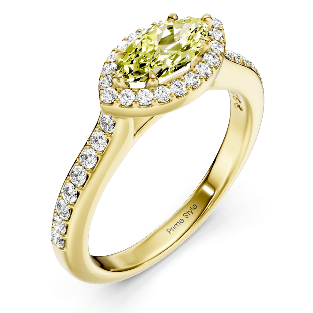 1.30-4.30 CT Marquise & Round Cut Fancy Yellow Diamonds - Engagement Ring