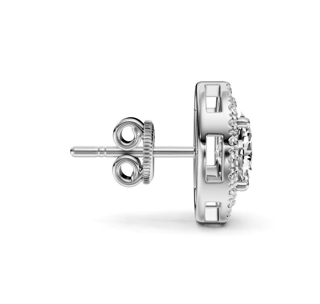 2.00 CT Oval & Round Cut Diamonds - Stud Earrings - Primestyle.com