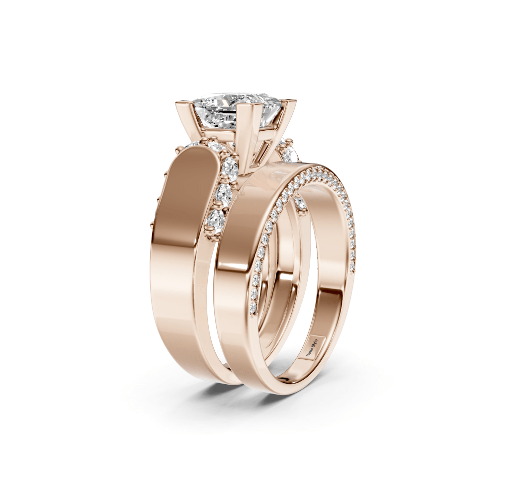 1.45-6.95 CT Princess & Round Cut Lab Grown Diamonds - Bridal Set
