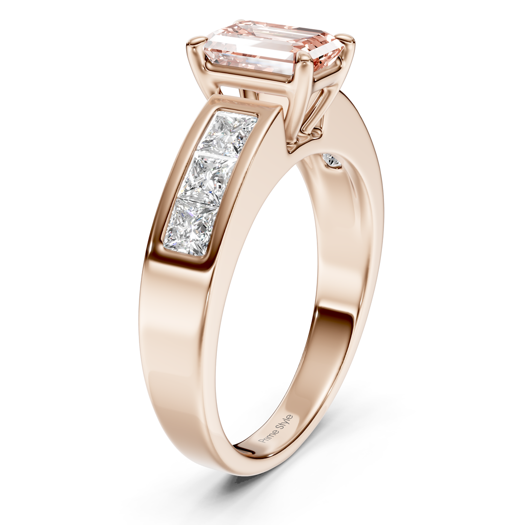 1.80-4.80 CT Emerald & Princess Cut Fancy Pink Diamonds - Engagement Ring