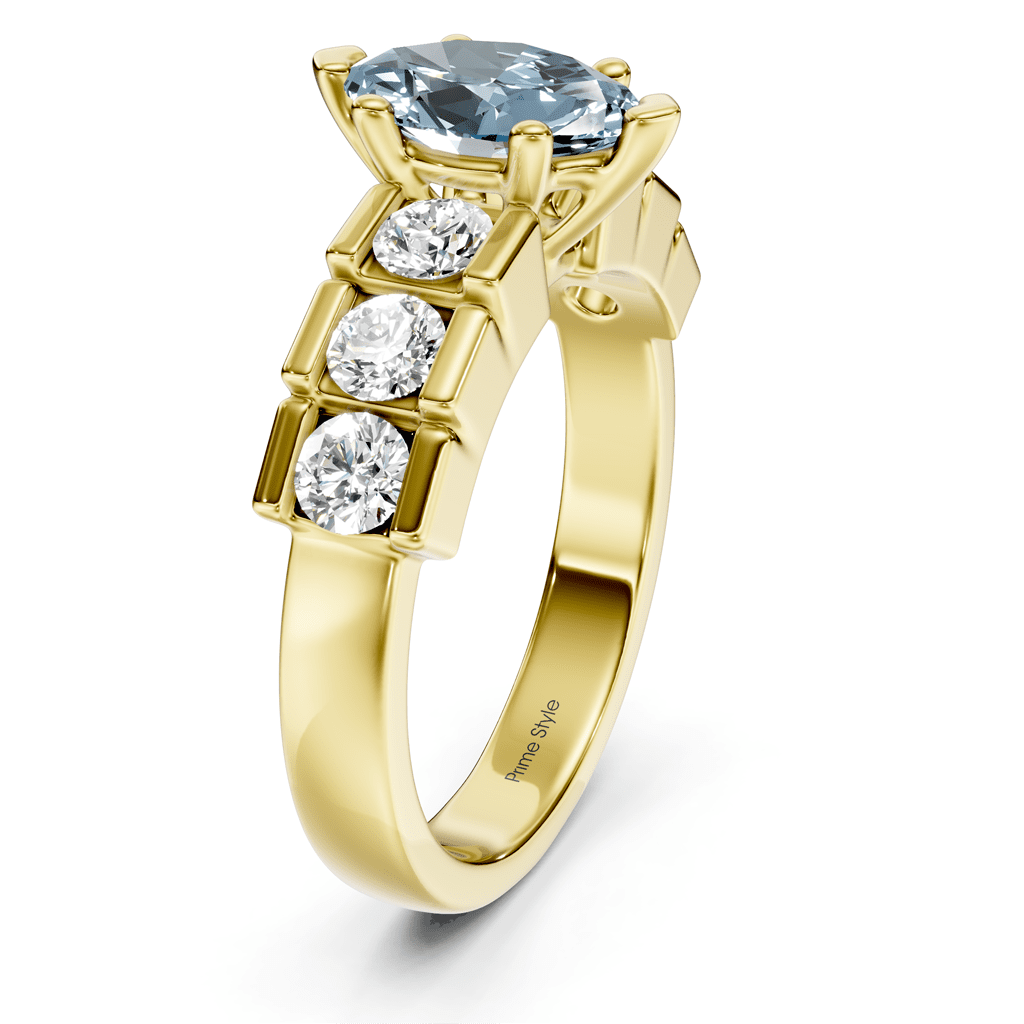 1.85-4.85 CT Marquise & Round Cut Fancy Blue Diamonds - Engagement Ring