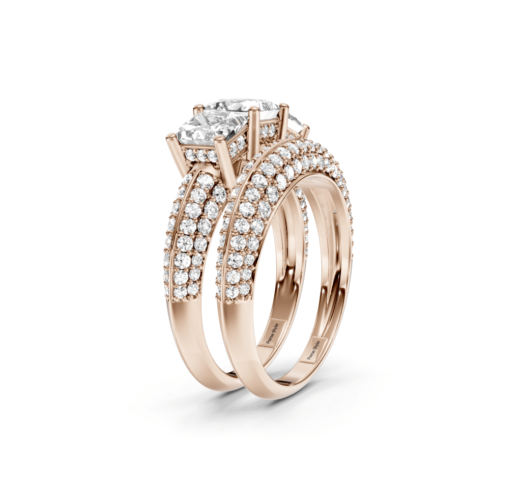 2.20-7.70 CT Princess & Round Cut Lab Grown Diamonds - Bridal Set