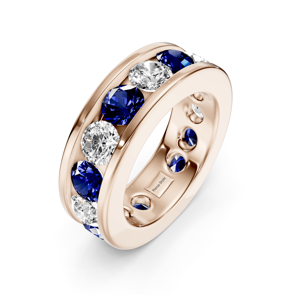 2.00 - 6.00 CT Round Cut Blue Sapphires and Diamonds - Eternity Rings - Primestyle.com