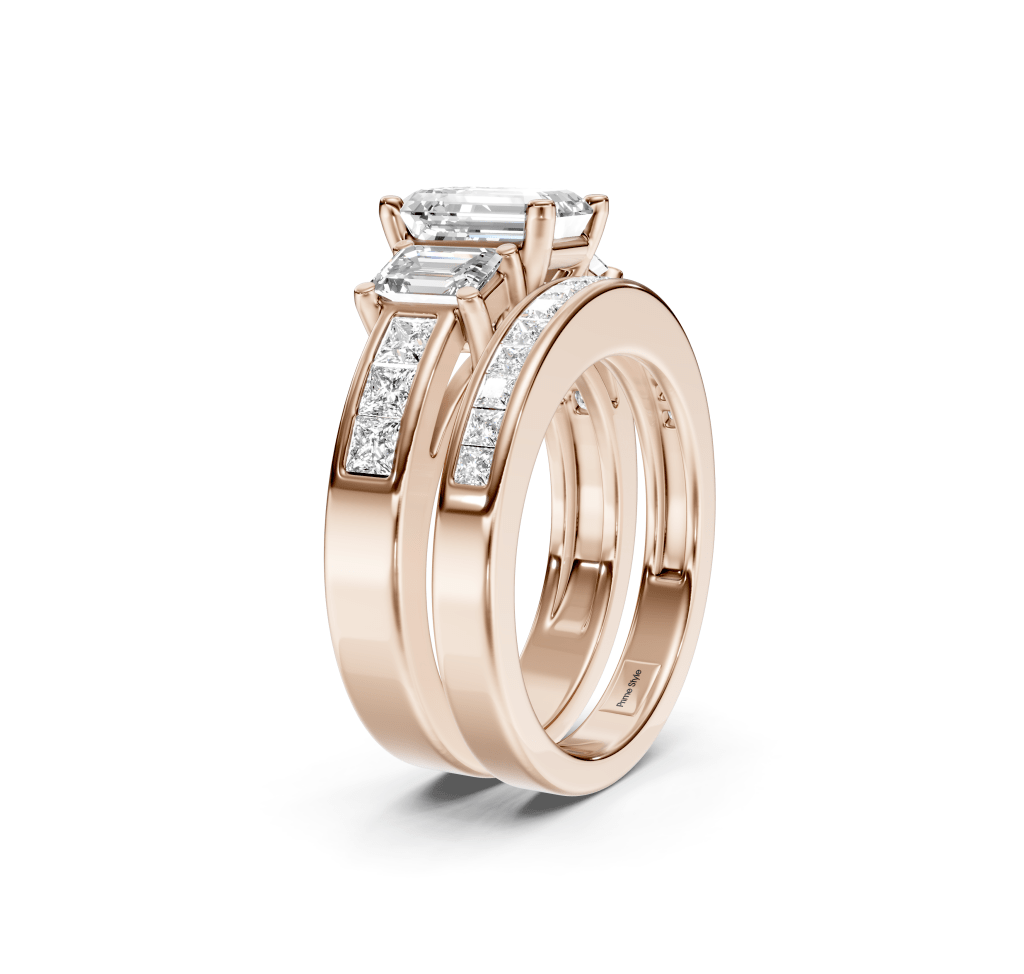 2.10-7.60 CT Emerald & Princess Cut Lab Grown Diamonds - Bridal Set