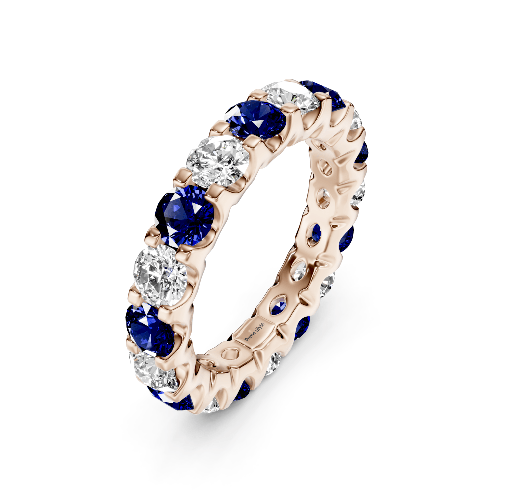 2.00-6.00 CT Round Cut Blue Sapphires and Diamonds - Eternity Rings