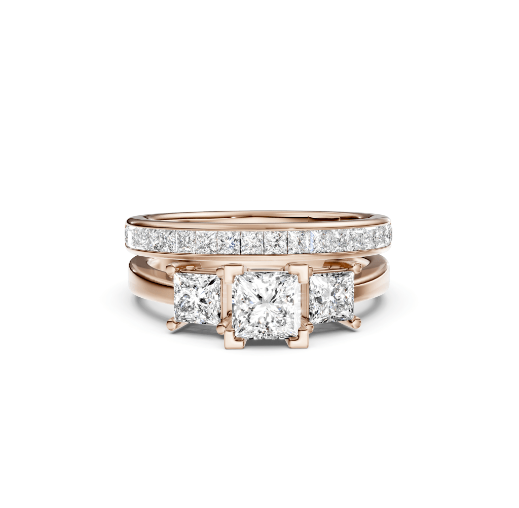 1.40 - 6.90 CT Princess Cut Lab Grown Diamonds - Bridal Set - Primestyle.com